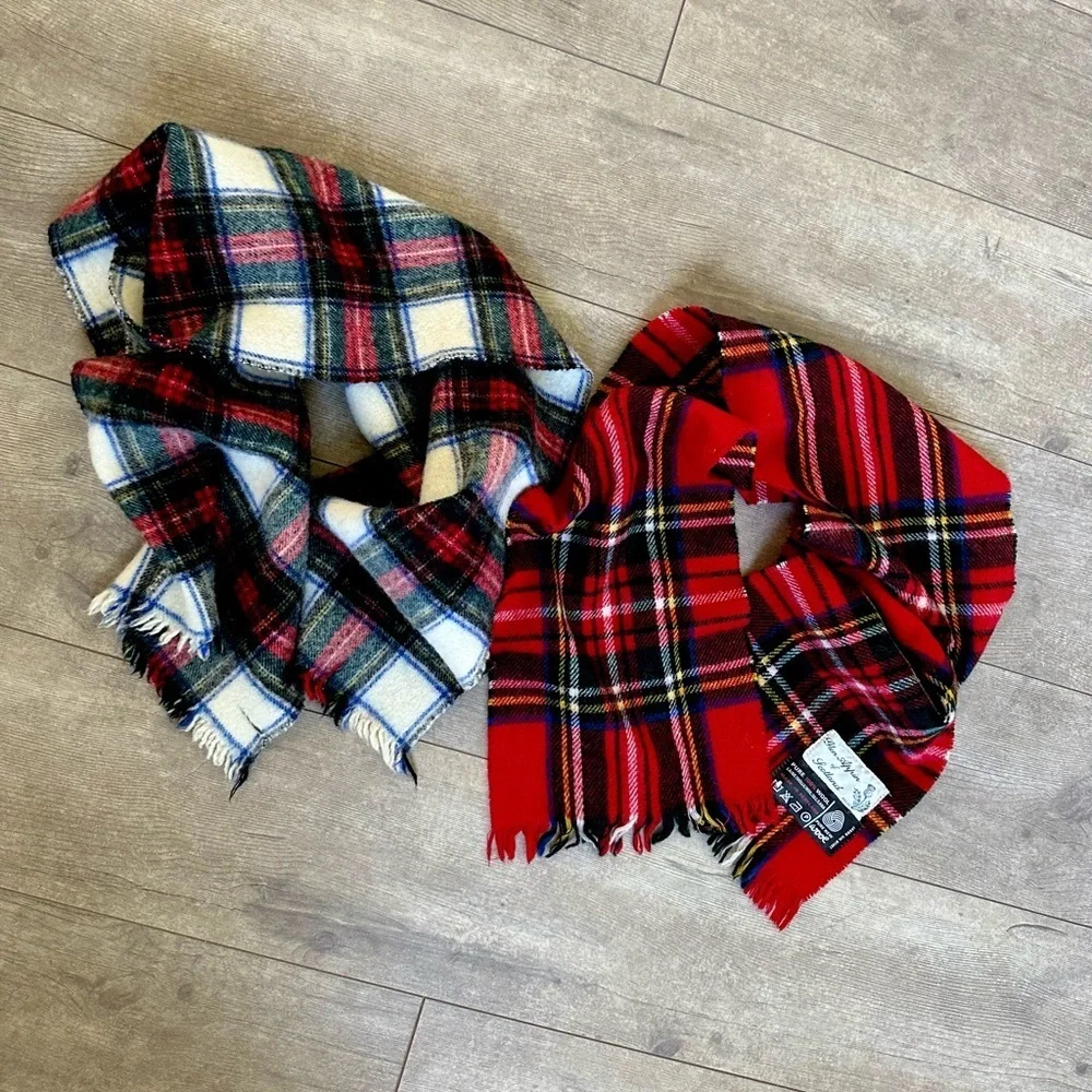 Beautiful vintage wool plaid winter scarves Glenn Appin of Scottland & Unknown